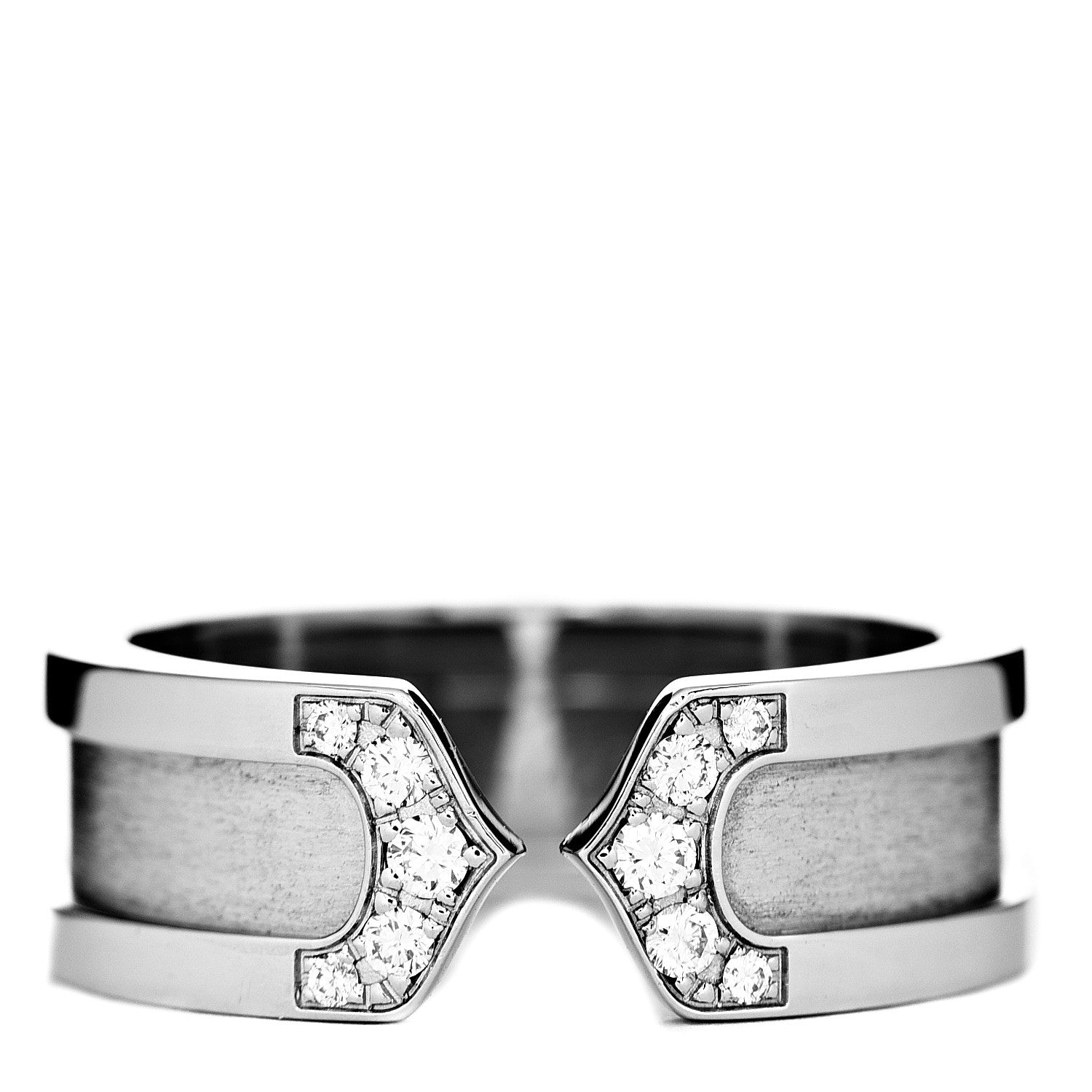 Cartier 18K White Gold Diamond 6.5mm Logo De Ring 50 5.25 1 of 5