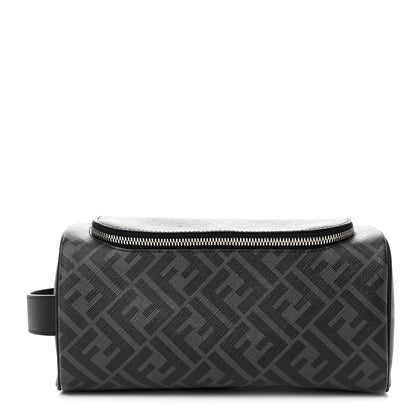 Fendi Shiny Glazed Fabric Vachetta FF 1974 Toiletry Case Black 1 of 8