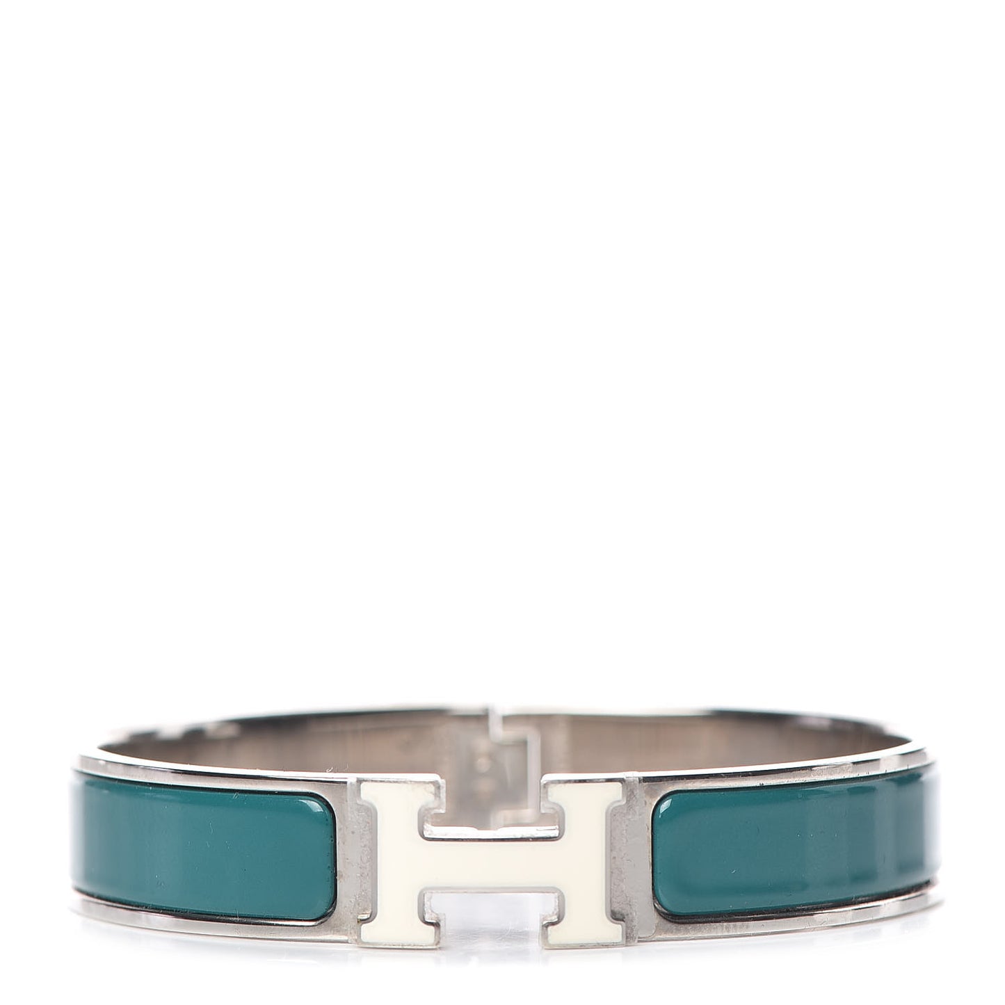 Enamel Narrow Clic Clac H Bracelet GM Vert Bleuete White