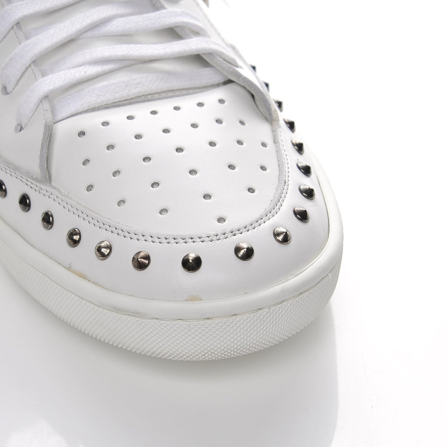 Calfskin Wolly Spike SL/08H High Top Sneakers 47.5 White