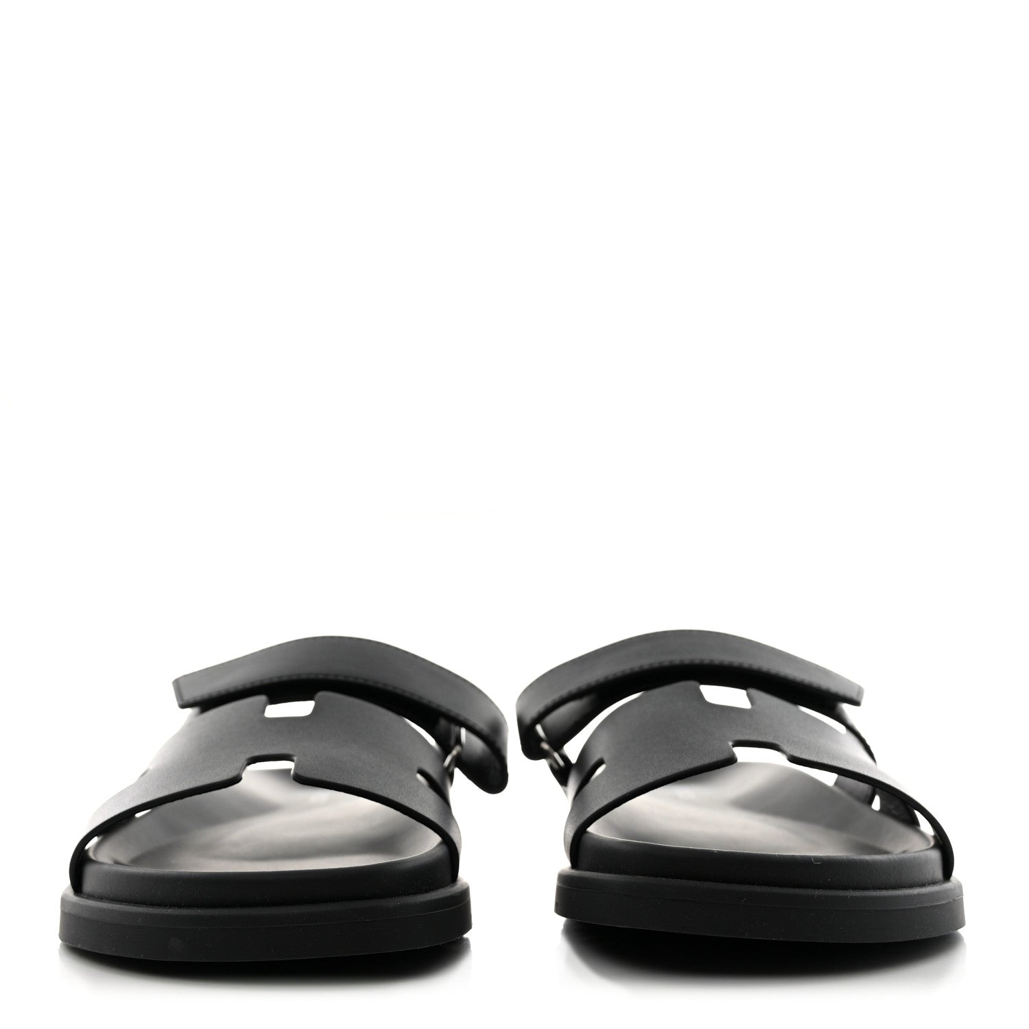 Hermes Calfskin Mens Chypre Sandals 39 Black 2 of 9