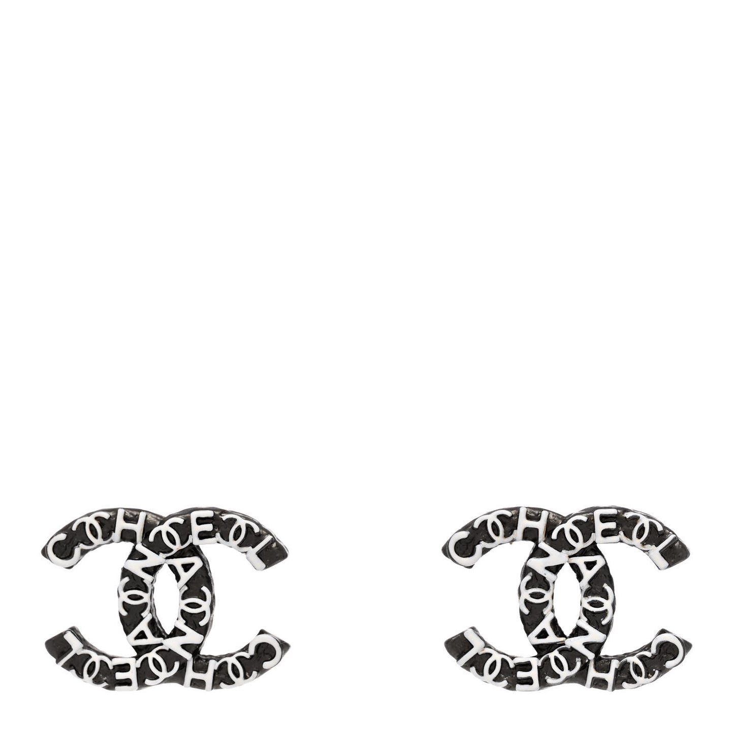 CC Earrings Ruthenium White Silver
