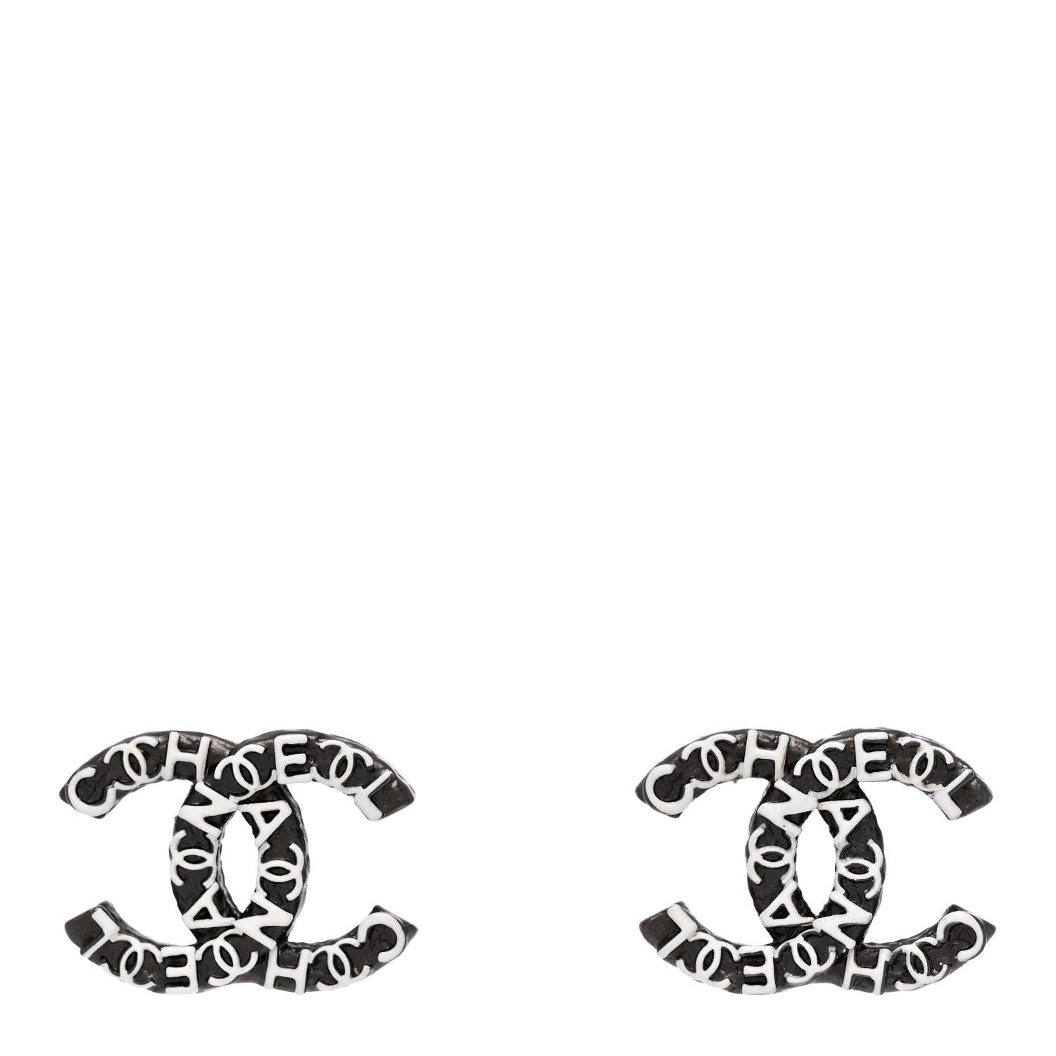 Chanel CC Earrings Ruthenium White Silver 1 of 4
