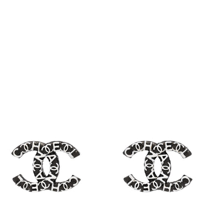 Chanel CC Earrings Ruthenium White Silver 1 of 4