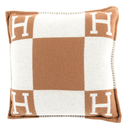 Hermes Wool Cashmere Avalon Pillow PM Ecru Camel 2 of 3