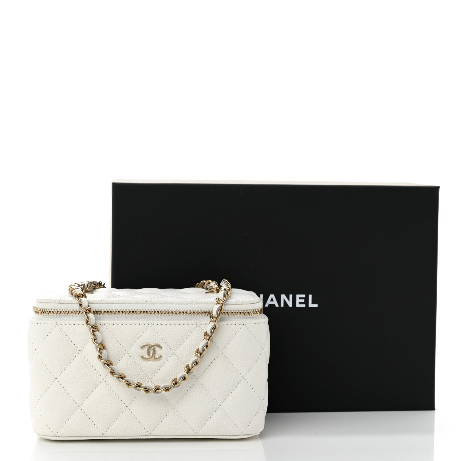 Chanel Caviar Quilted Small Vanity Case With Chain White 12 of 12