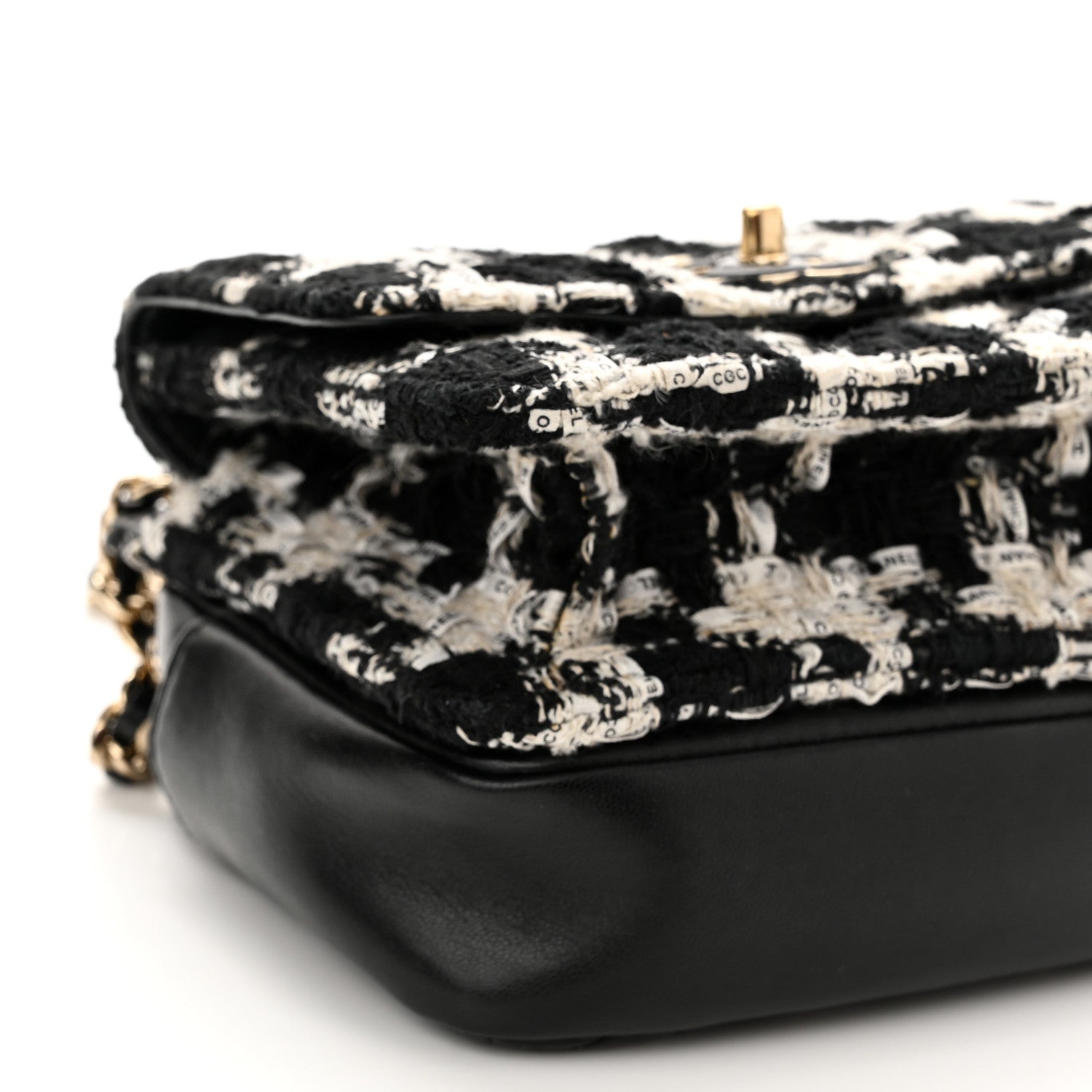 Chanel Tweed Lambskin Quilted Flap Black Ecru White 8 of 10
