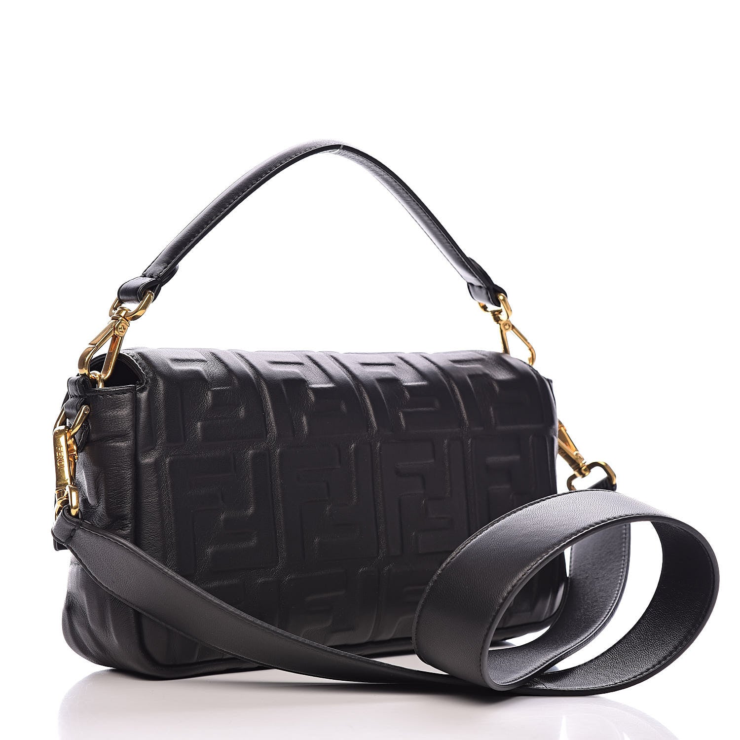 Fendi Nappa FF 1974 Embossed Baguette Black 3 of 9