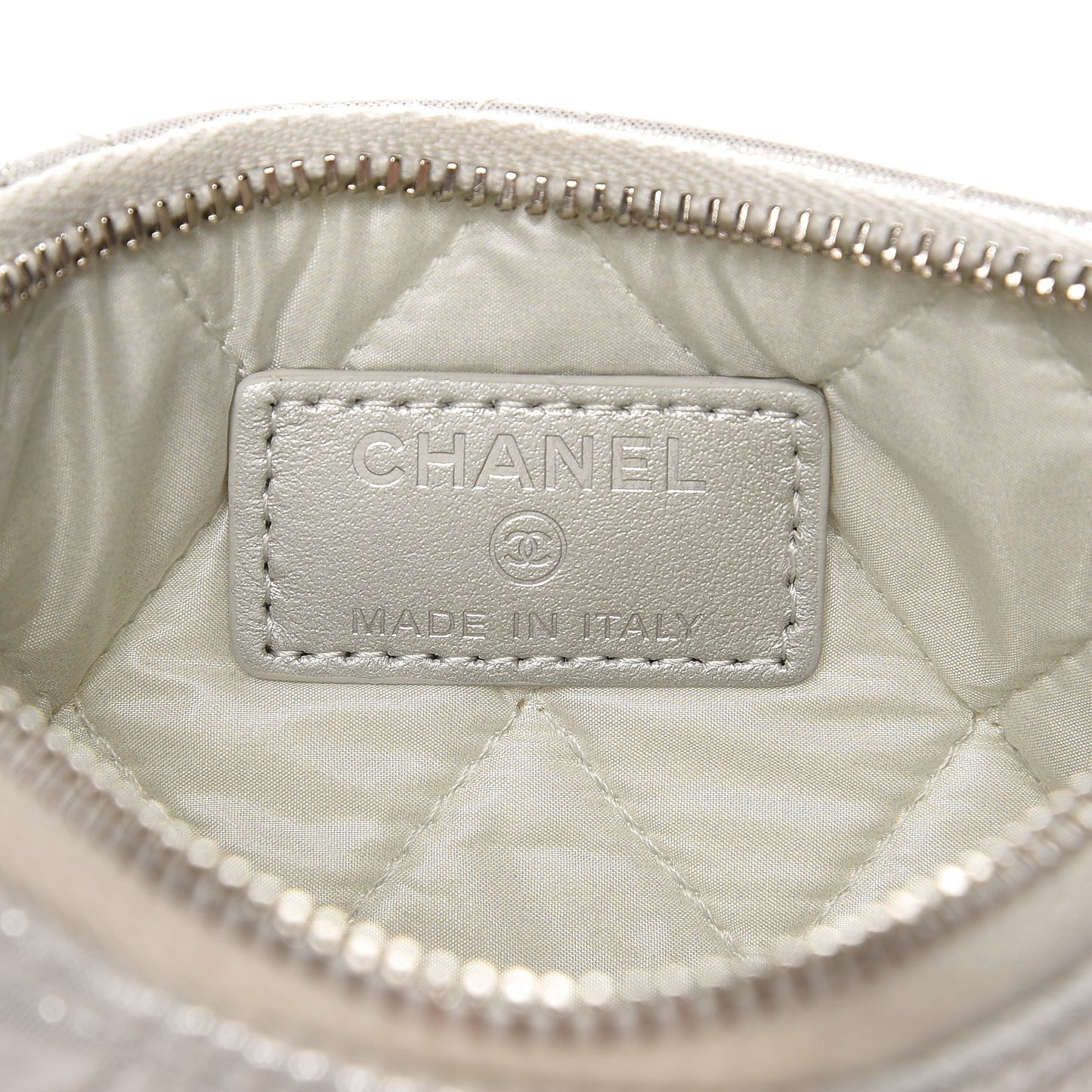 Metallic Lambskin Star Embossed Coin Purse Case Silver