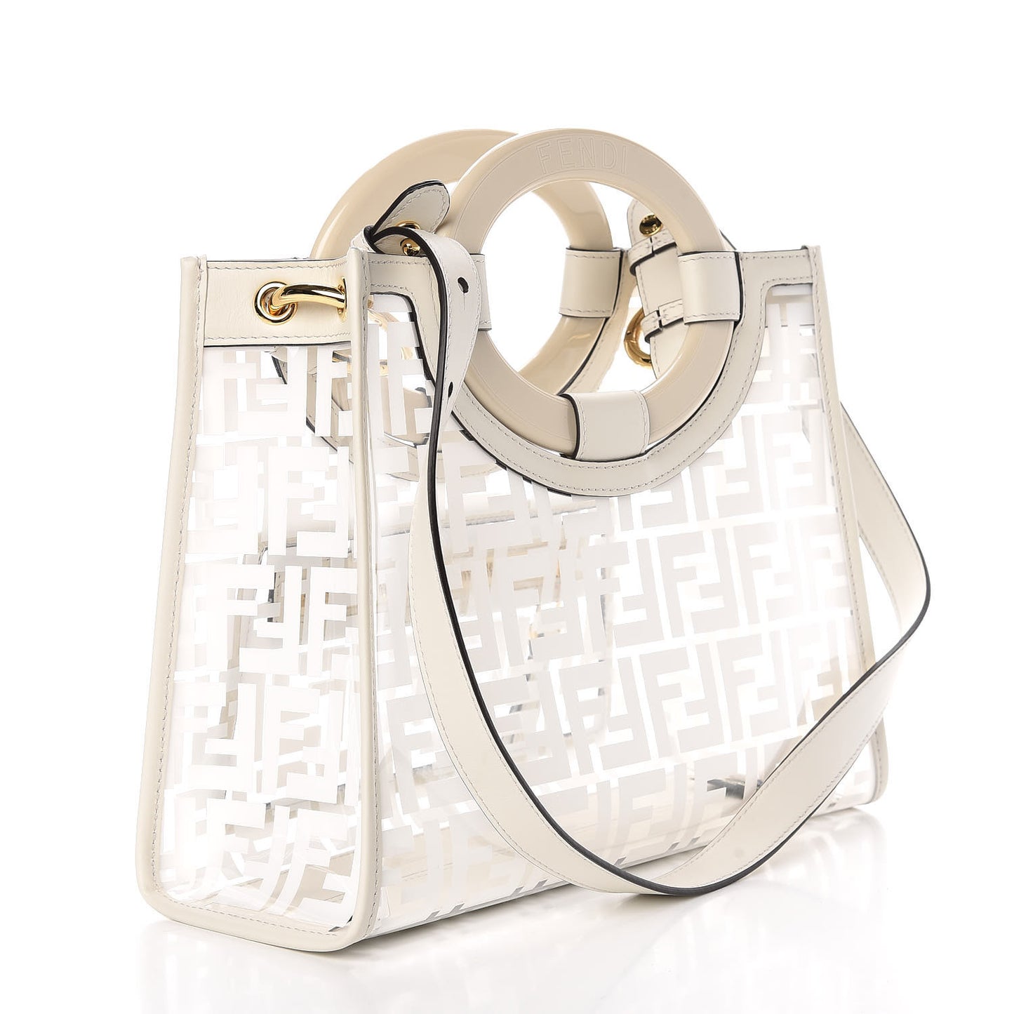 TPU FF Vitello Century Plexiglass Small Runaway Shopper Tote White
