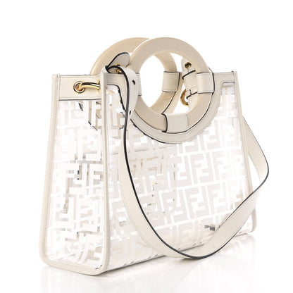 Fendi TPU FF Vitello Century Plexiglass Small Runaway Shopper Tote White 3 of 10