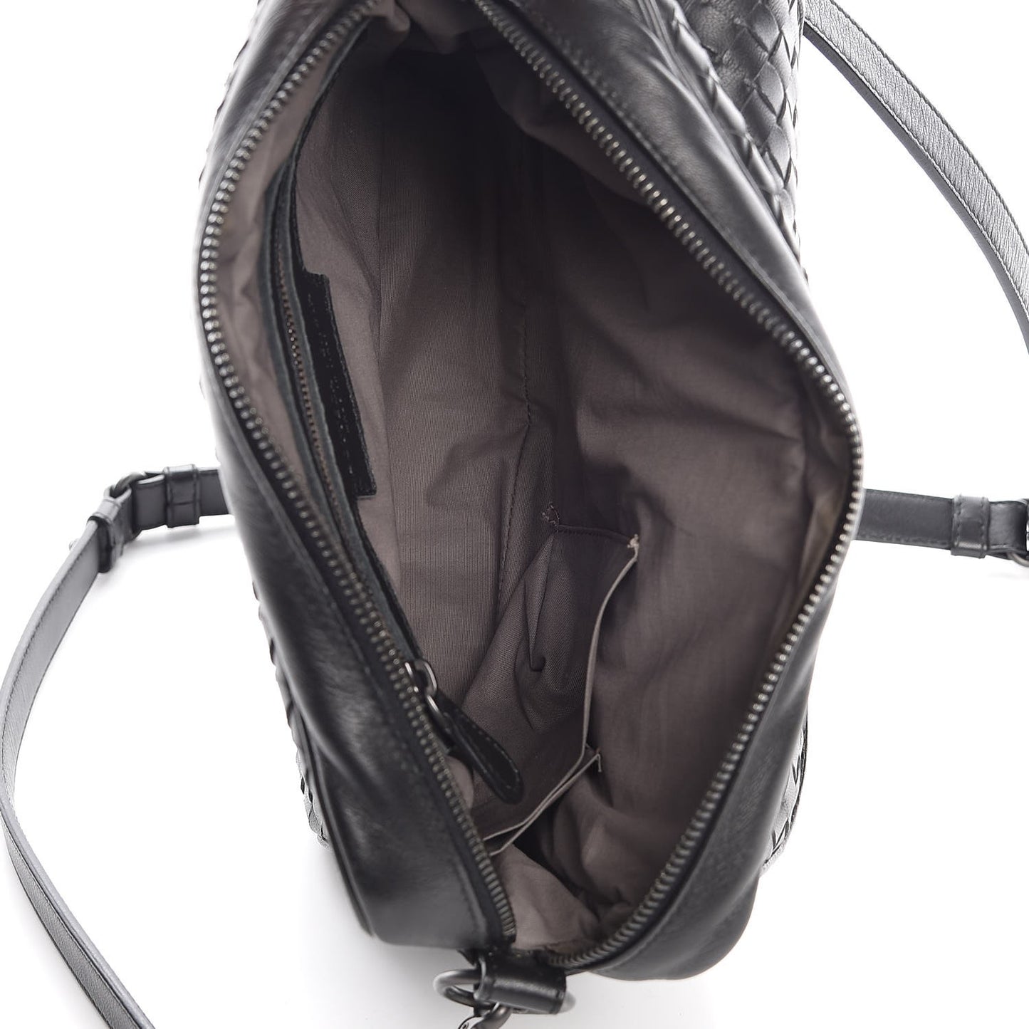 Nappa Intrecciato Crossbody Flap Bag Black