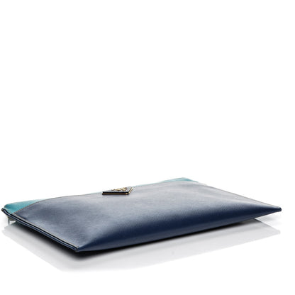 Prada Saffiano Lux Bi-Color Clutch Bleuette Turchese 4 of 7