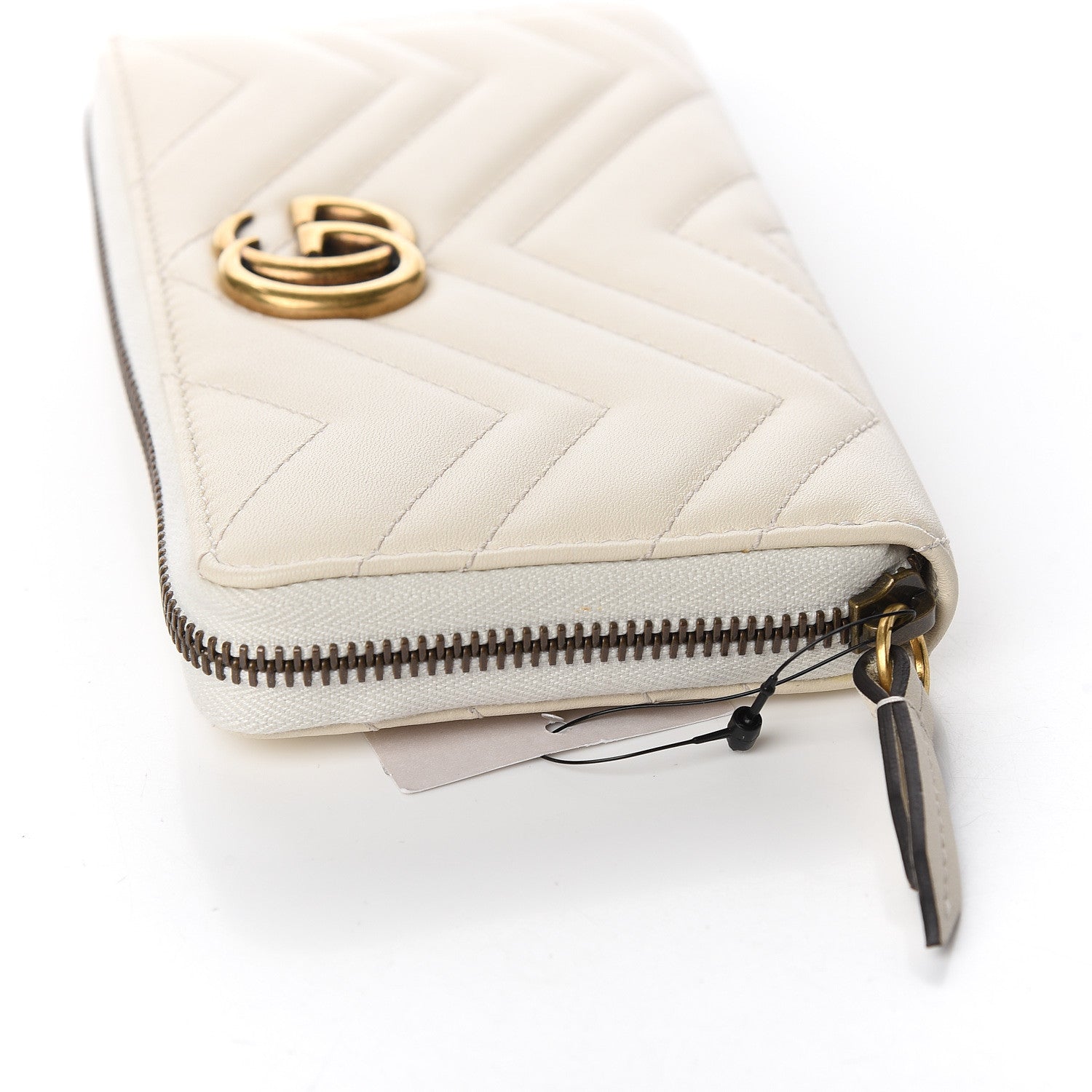 Gucci Calfskin Matelasse GG Marmont Zip Around Wallet White 7 of 9
