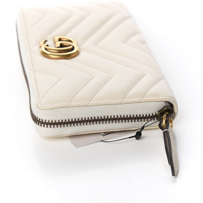 Gucci Calfskin Matelasse GG Marmont Zip Around Wallet White 7 of 9