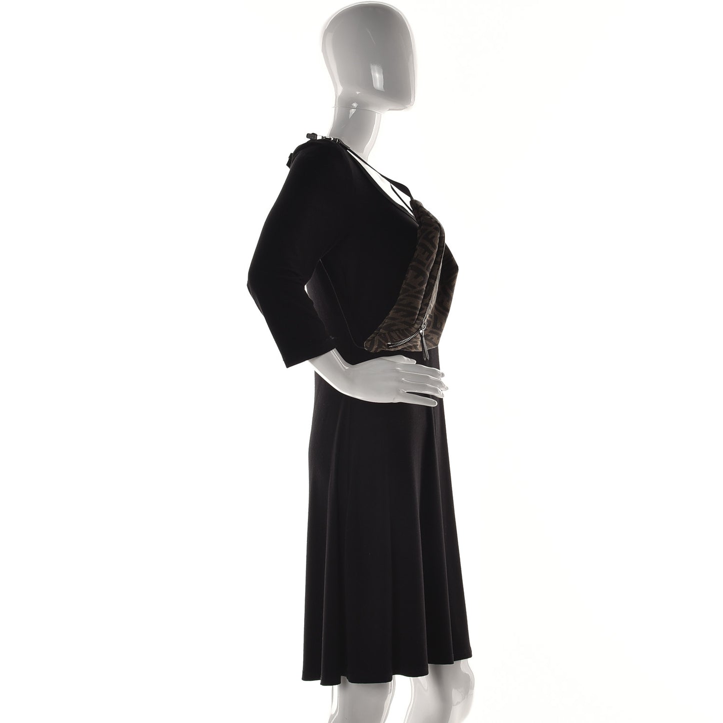 X SARAH COLEMAN Fabric Jacquard Vitello Century Matte FF Vertigo Kids Belt Bag Moro Black