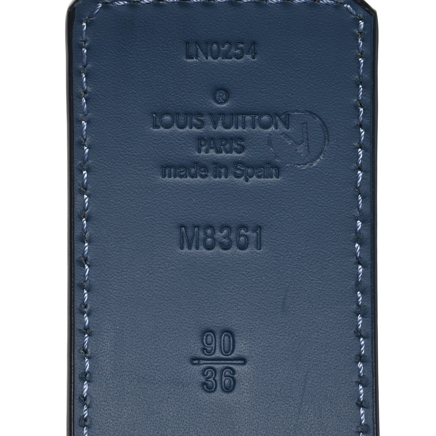 Calfskin 40mm Damier LV Reversible Belt 90 36 Black Blue