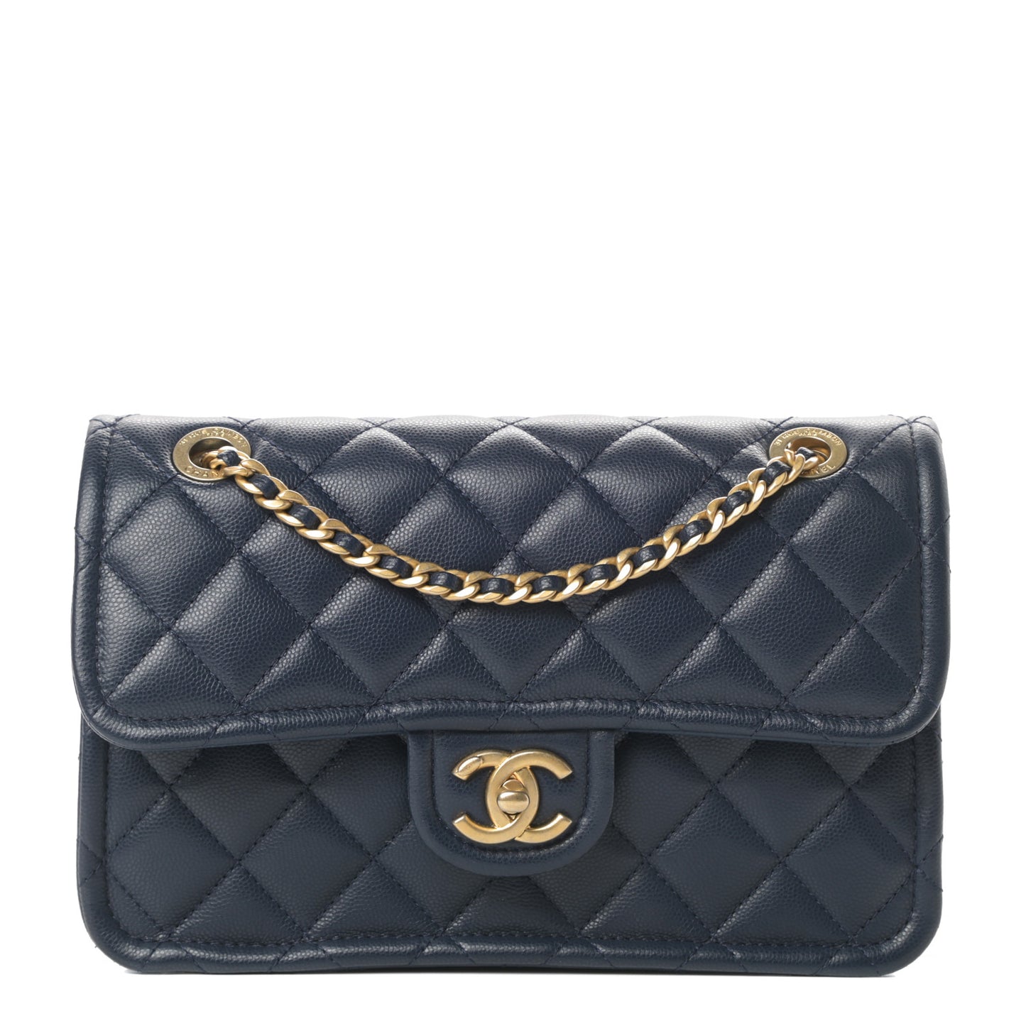 Caviar Quilted Medium Sweet Classic Flap Navy Blue