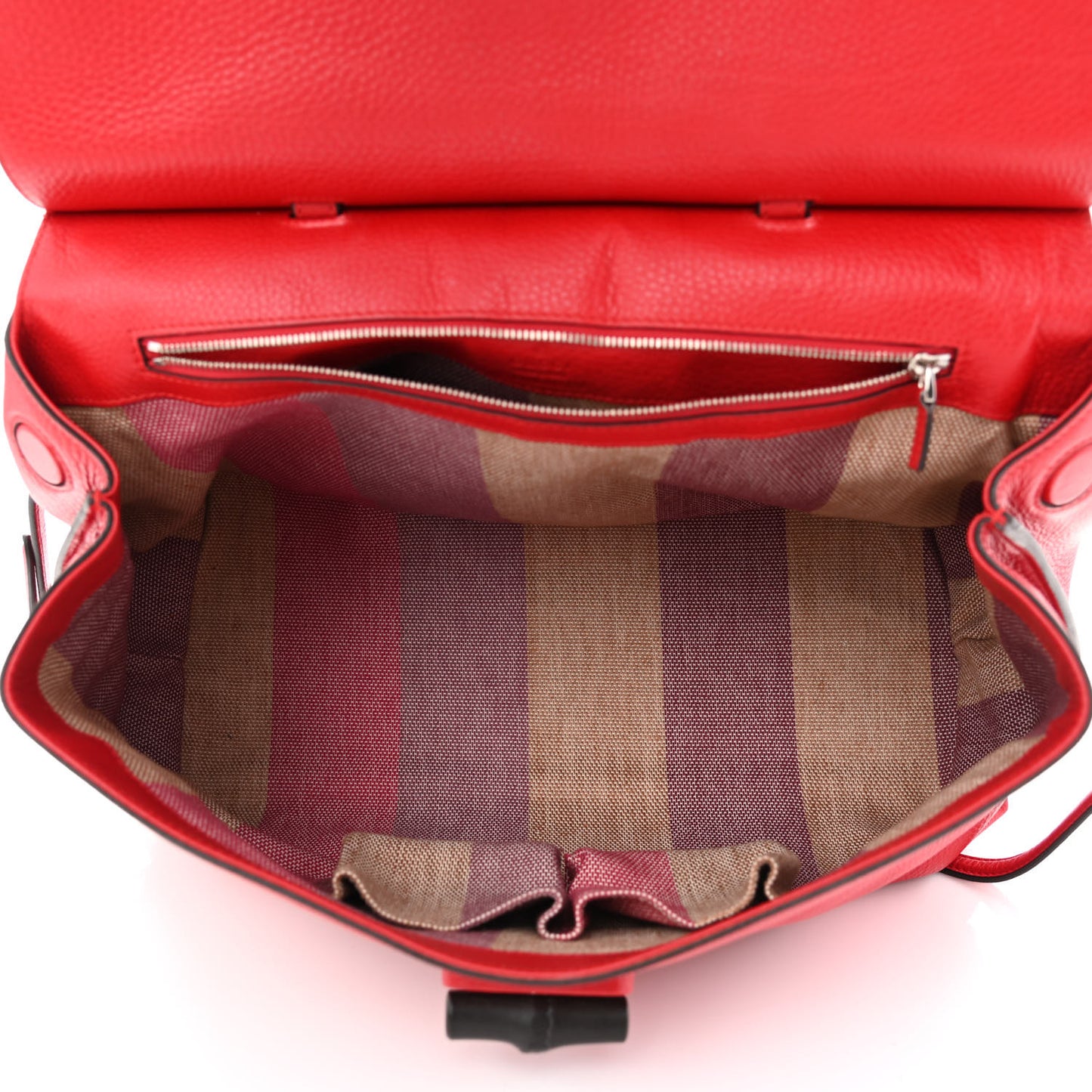 Pebbled Calfskin Large Bamboo Daily Top Handle Bag Red