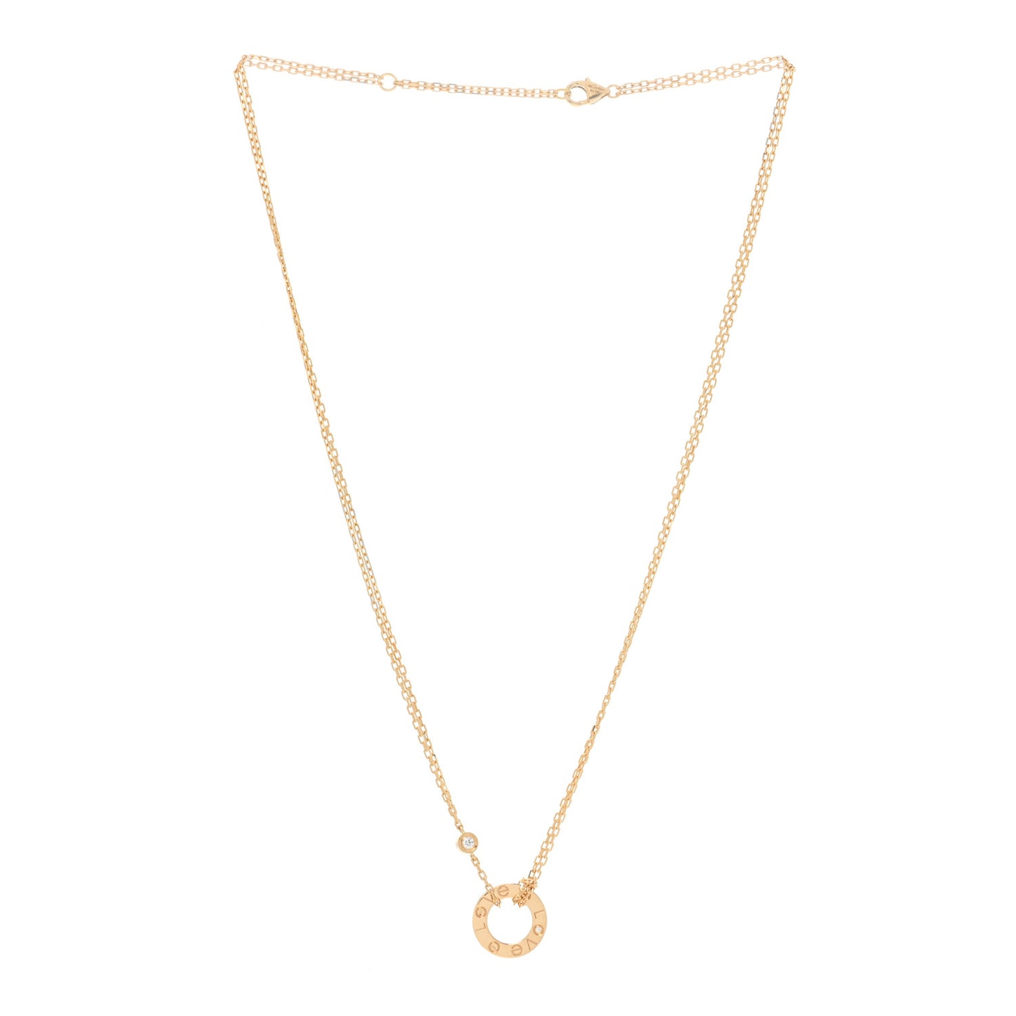18K Yellow Gold 2 Diamond LOVE Necklace