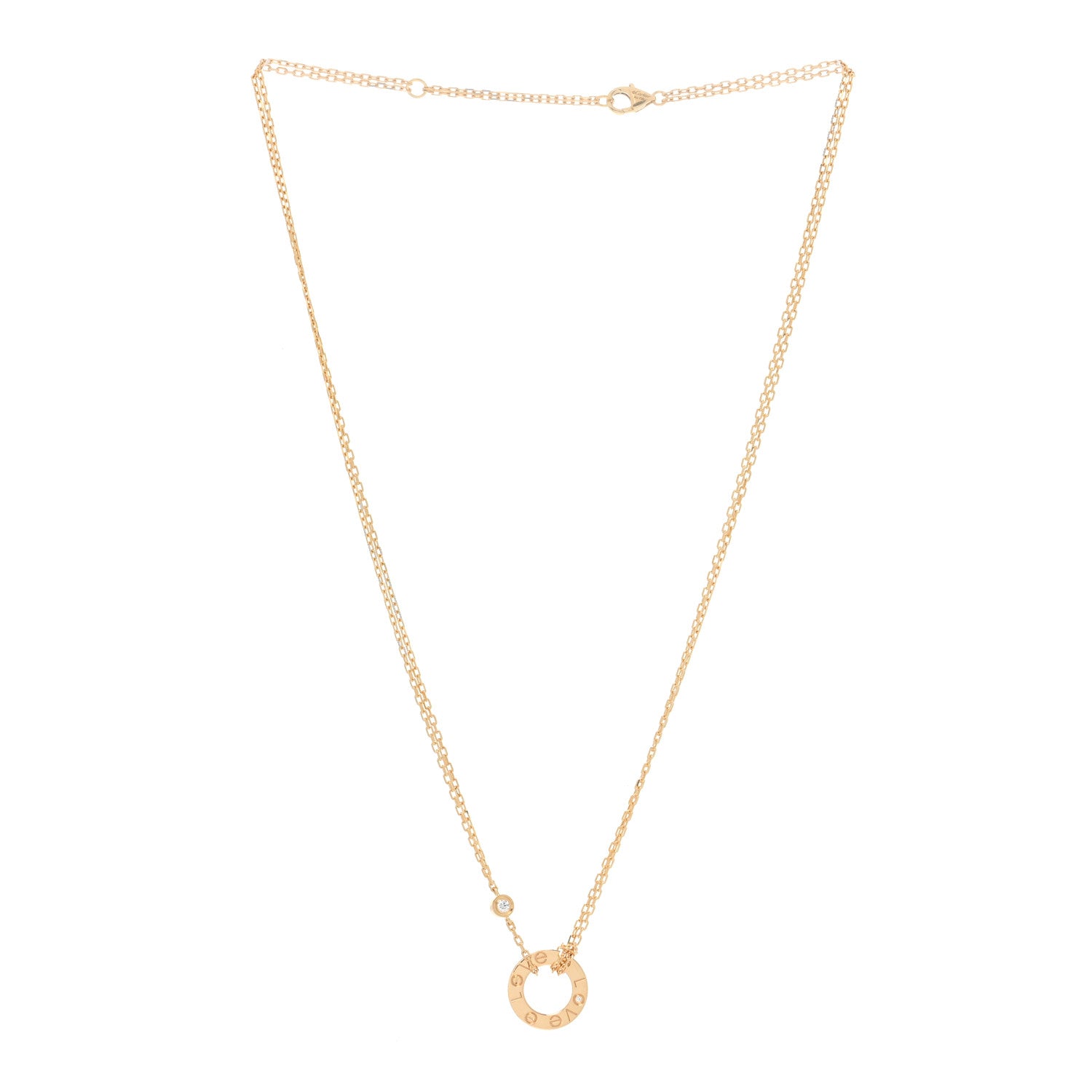 Cartier 18K Yellow Gold 2 Diamond LOVE Necklace 2 of 5