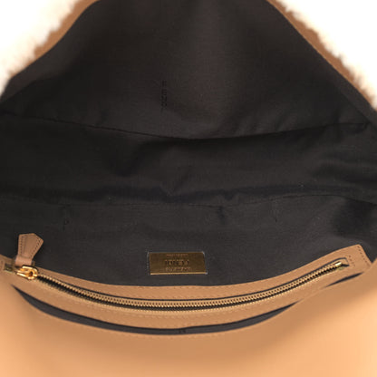 Fendi Shearling Vitello Dolce Macro FF 1974 Baguette White Ice Cuoio Miele Scuro 5 of 10