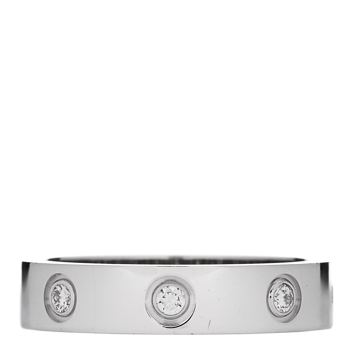 18K White Gold 8 Diamond 4mm LOVE Wedding Band Ring 50 5.25