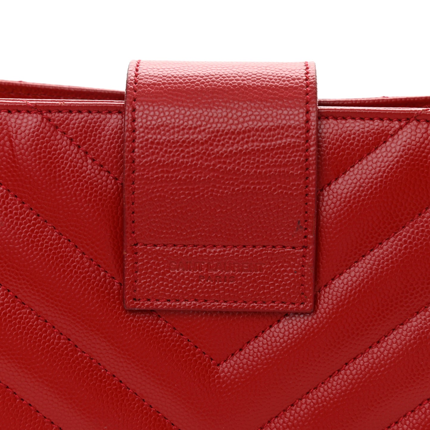 Grain De Poudre Matelasse Chevron Monogram Shopping Bag Red