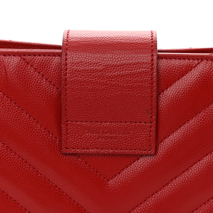 Saint Laurent Grain De Poudre Matelasse Chevron Monogram Shopping Bag Red 12 of 12
