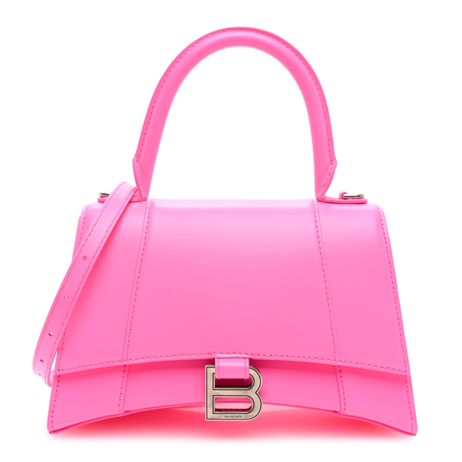 Balenciaga Shiny Box Calfskin Small Hourglass Top Handle Bag Fluo Pink 1 of 9