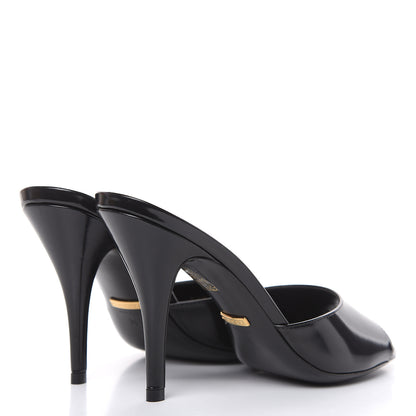 Gucci Polished Calfskin Scarlet Mid Heel Slide Sandals 36 Black 4 of 9