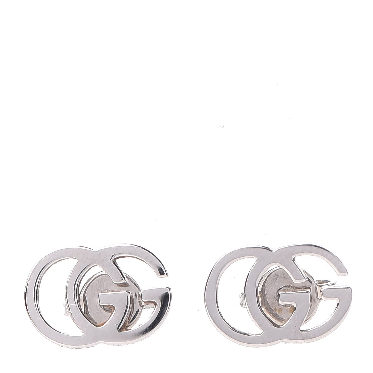 Gucci 18K White Gold GG Tissue Stud Earrings 1 of 6