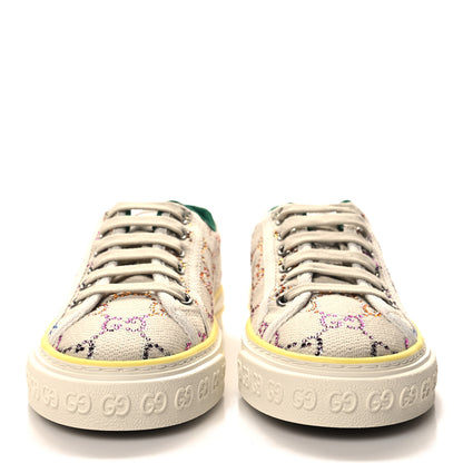 Gucci Canvas Lame Crystal GG Monogram Womens 1977 Tennis Sneakers 35.5 Gardenia Silver Mystic White 2 of 8