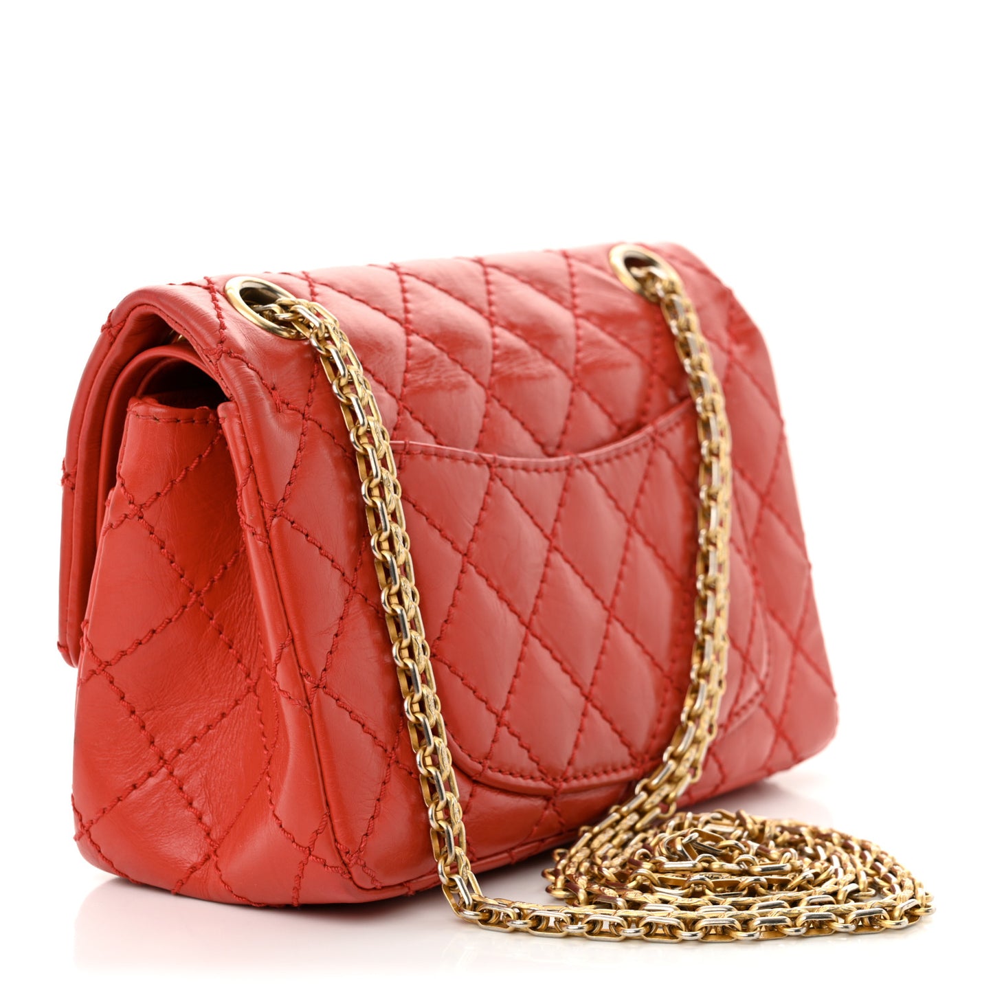 Aged Calfskin Quilted 2.55 Reissue Mini Flap Red