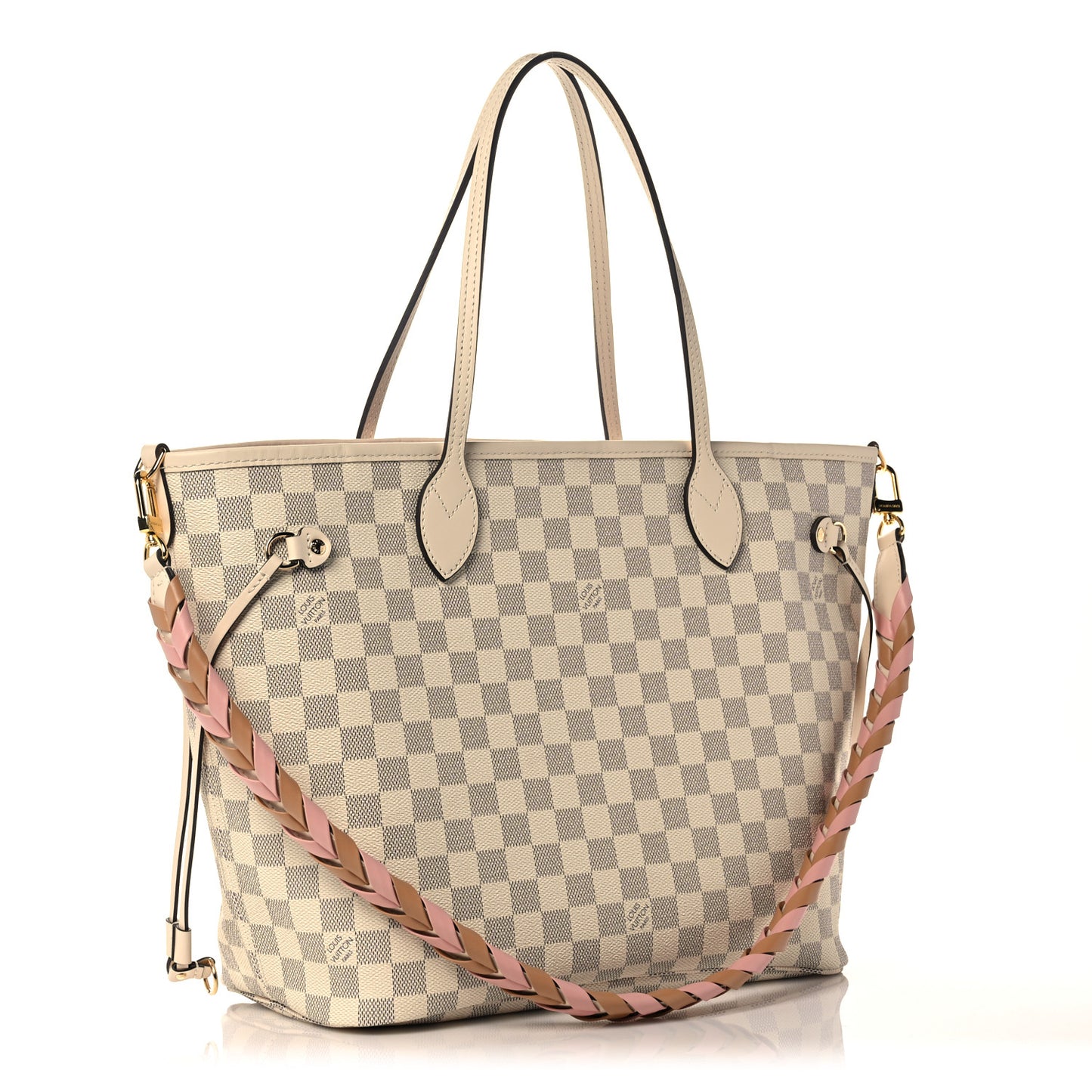 Damier Azur Braided Neverfull MM Pink