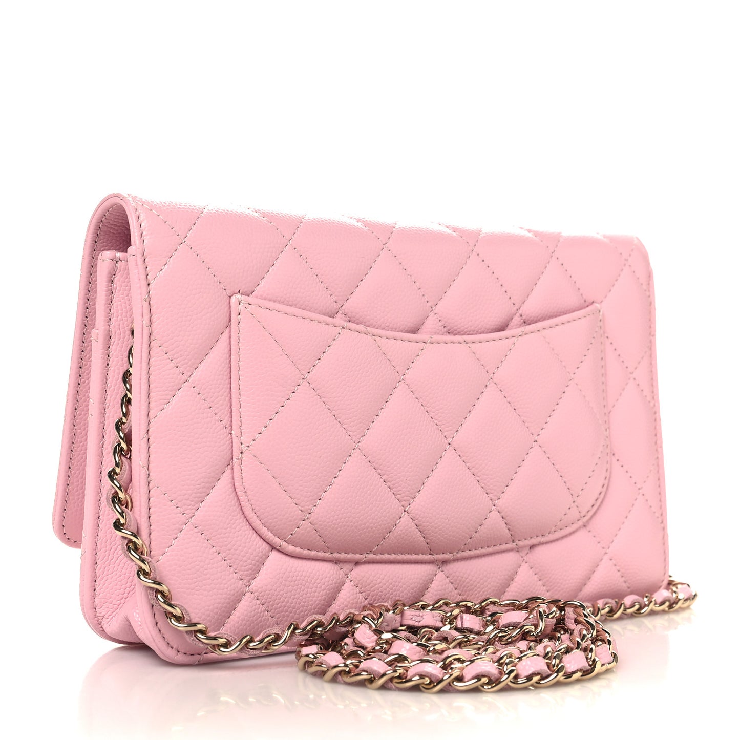 Caviar Quilted Wallet on Chain WOC Light Pink