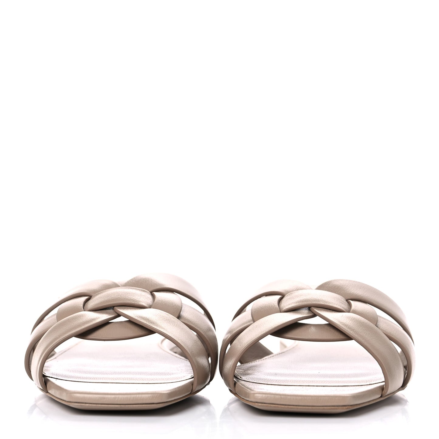 Calfskin Tribute 05 Slide Sandals 36 Dark Beige