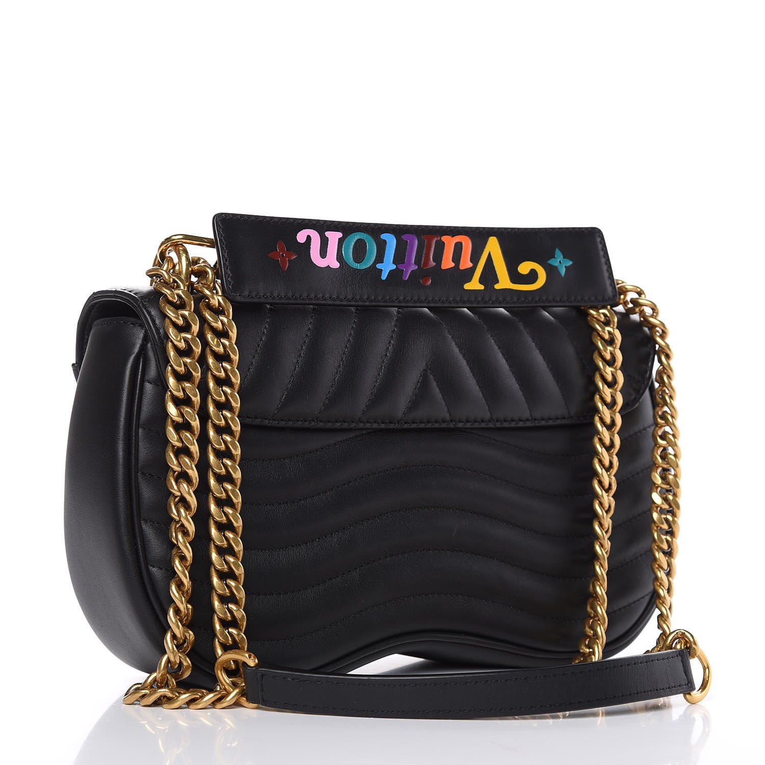Louis Vuitton Calfskin Love Lock New Wave Chain MM Black 3 of 10