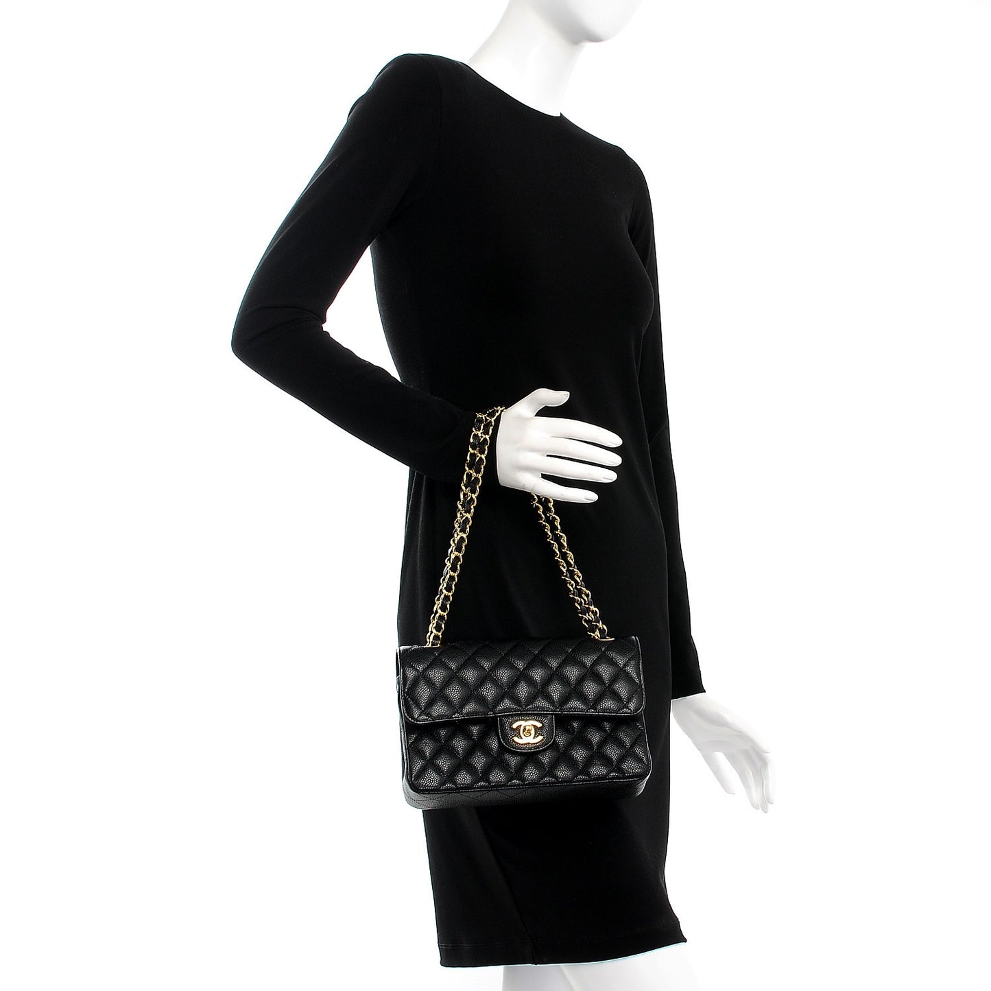 Caviar Quilted Small Double Flap Black
