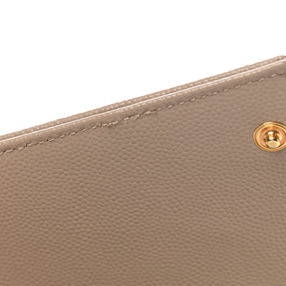 Saint Laurent Grain De Poudre Matelasse Chevron Monogram Envelope Clutch Dark Beige 8 of 8
