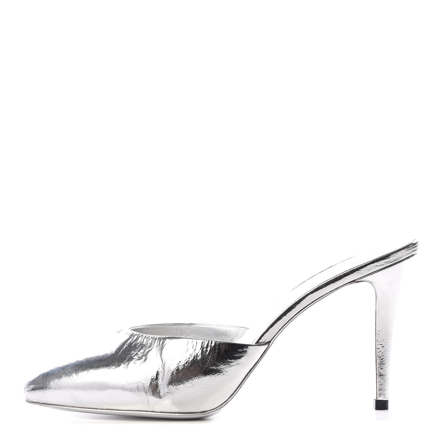 Chanel Metallic Goatskin CC Mules 40.5 Silver 1 of 9