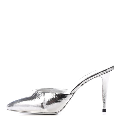 Chanel Metallic Goatskin CC Mules 40.5 Silver 1 of 9