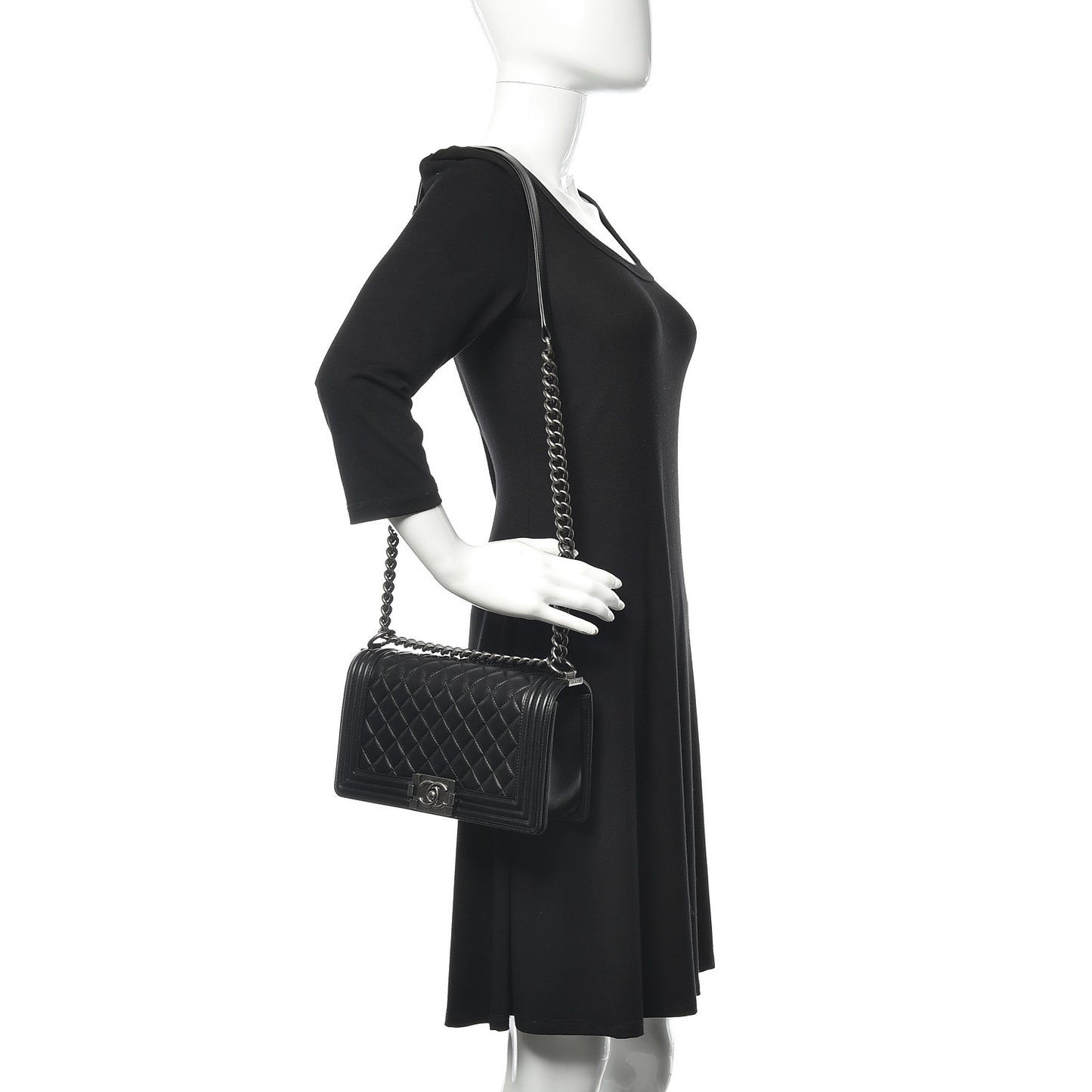 Lambskin Quilted Medium Boy Flap Black