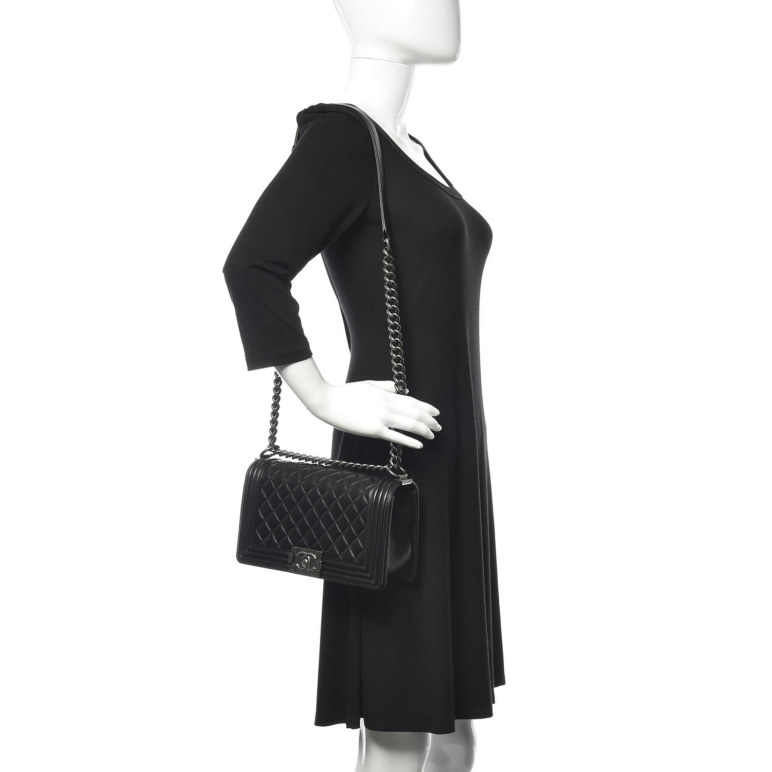 Chanel Lambskin Quilted Medium Boy Flap Black 2 of 16