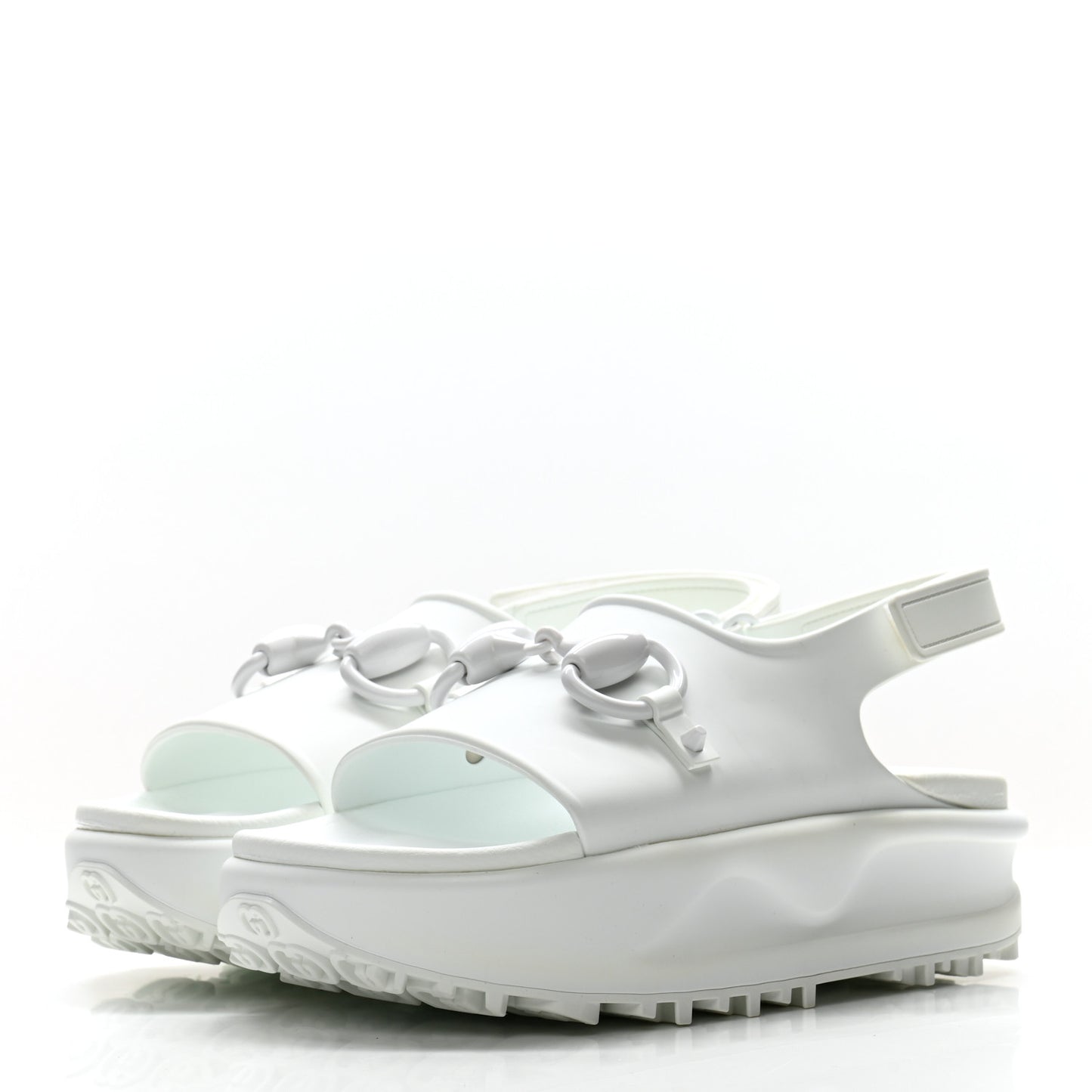 Soft Rubber Horsebit Touch Womens Strapped Sandals 38 Great White