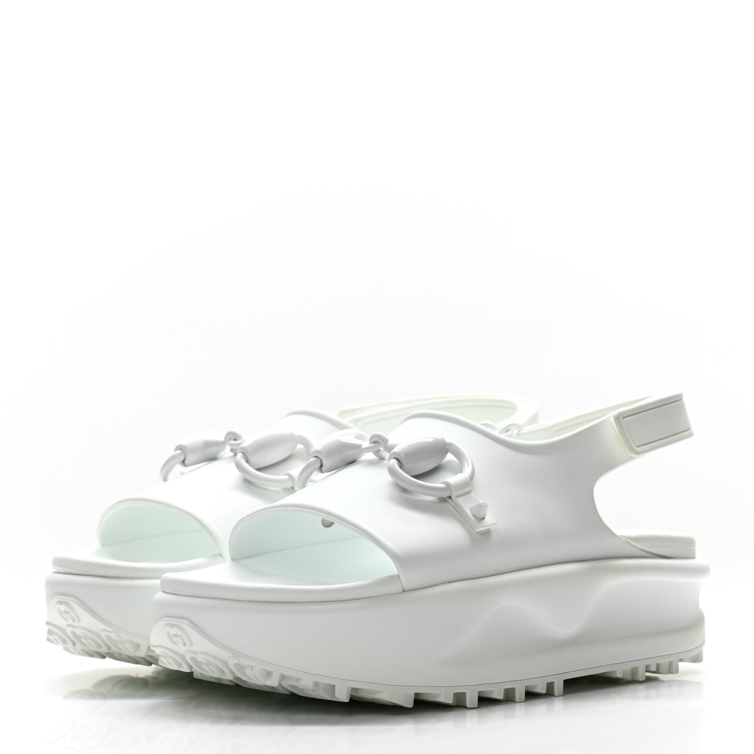 Gucci Soft Rubber Horsebit Touch Womens Strapped Sandals 38 Great White 3 of 10