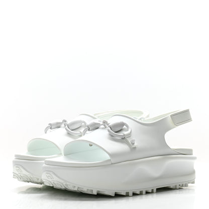 Gucci Soft Rubber Horsebit Touch Womens Strapped Sandals 38 Great White 3 of 10