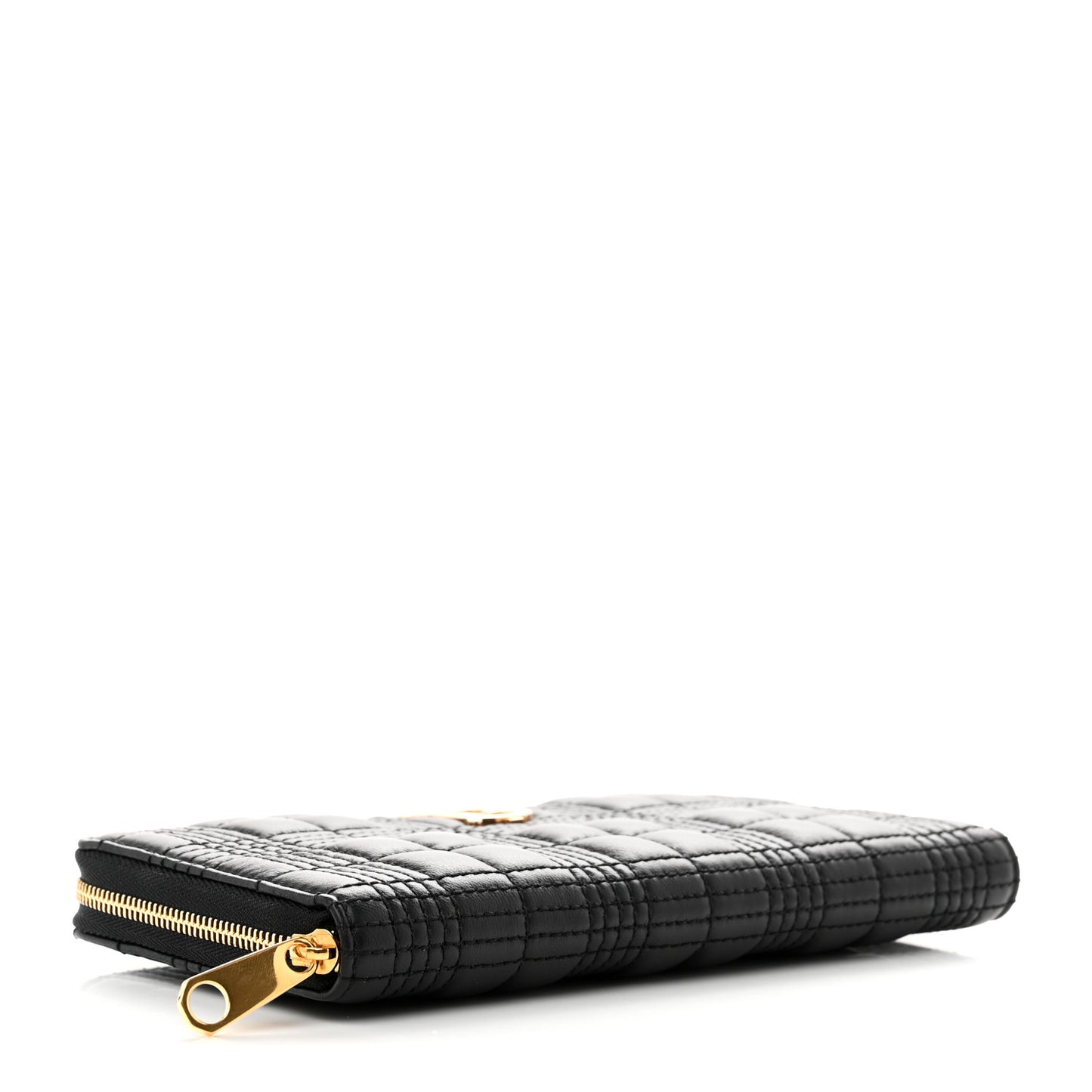 Lambskin Quilted Lola Zip Around Wallet Black