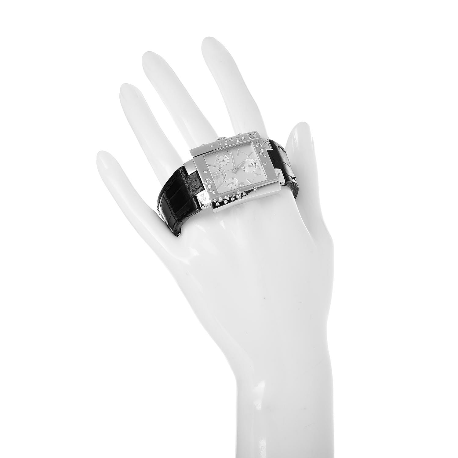 Christian Dior Stainless Steel Alligator Diamond 31mm Riva Chronograph Quartz Watch 2 of 8