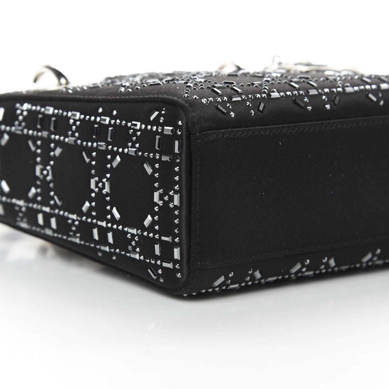 Christian Dior Satin Crystal Cannage Mini Lady Dior Black 9 of 11